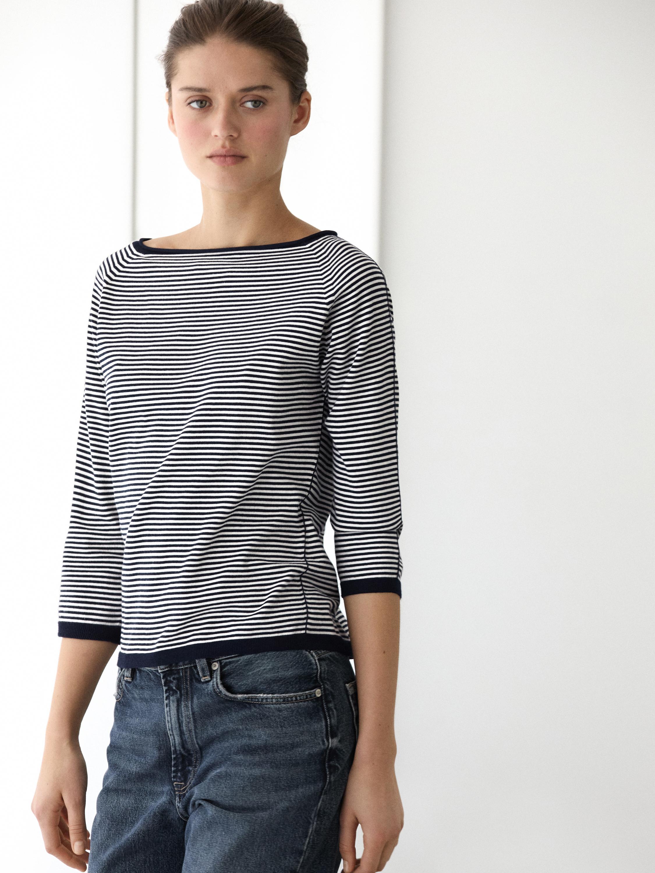 100% cotton striped knit sweater